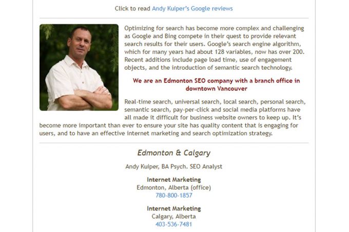 Calgary SEO Services &#8211; Andy Kuiper